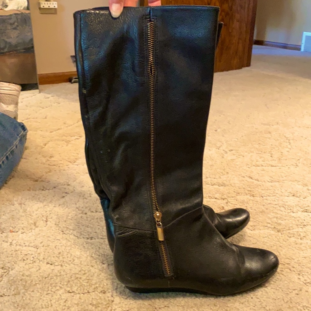 Black Calf length boots in black size 8 somewhat warn